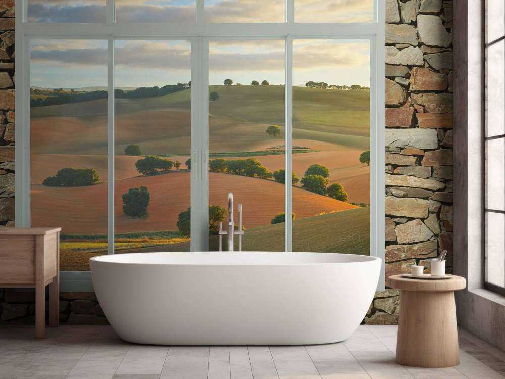 Collines ondulantes dans la lumière du soir