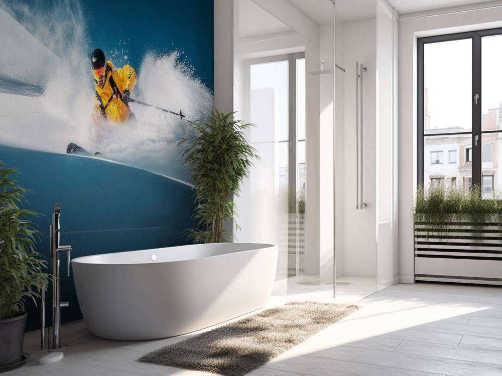 Descente dans une poudreuse profonde