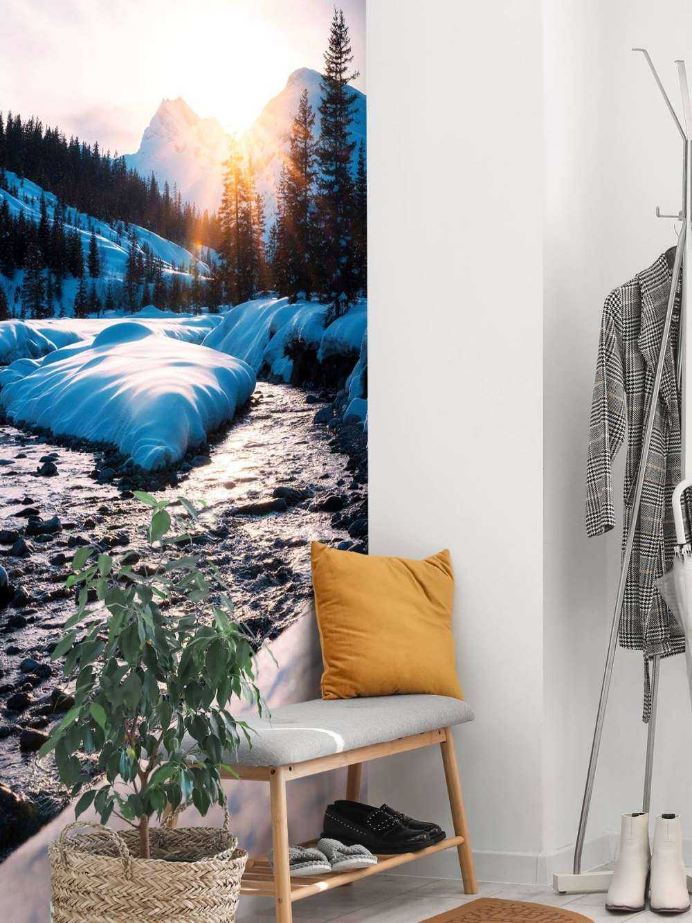 Bergbeek dans la lumière dorée de l'hiver