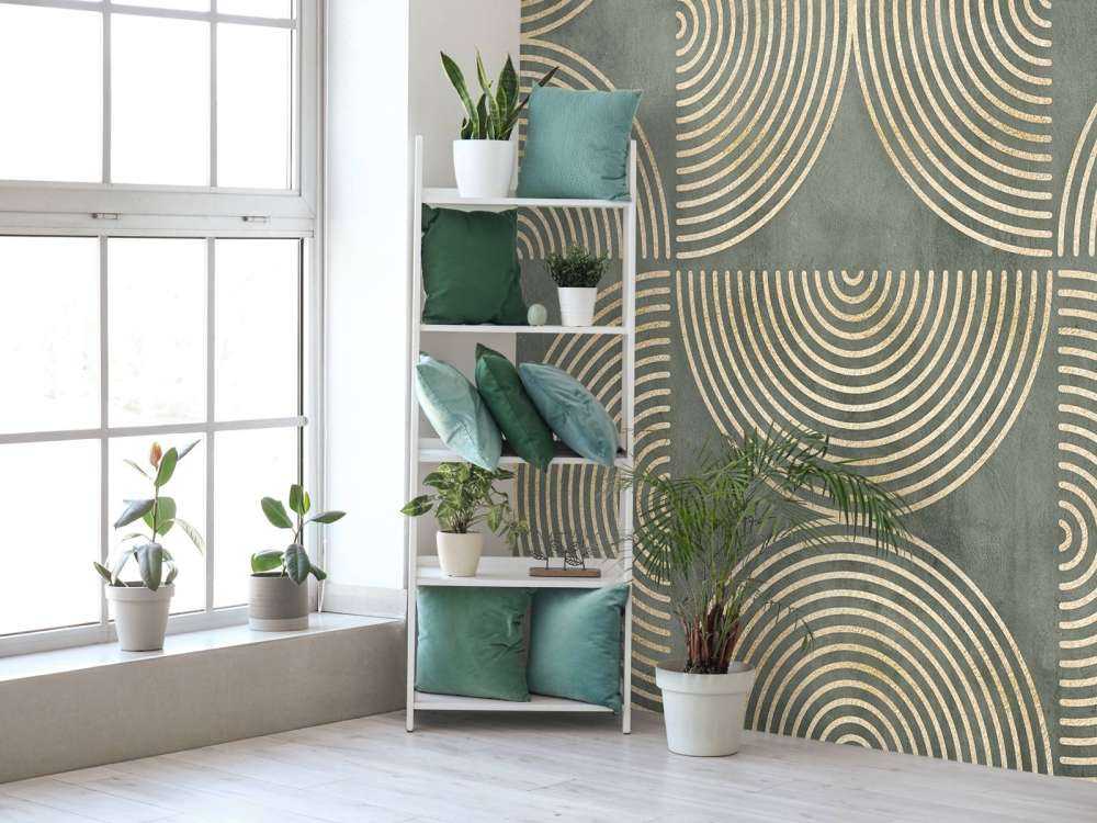 Cercles éclectiques, art moderne, vert et or
