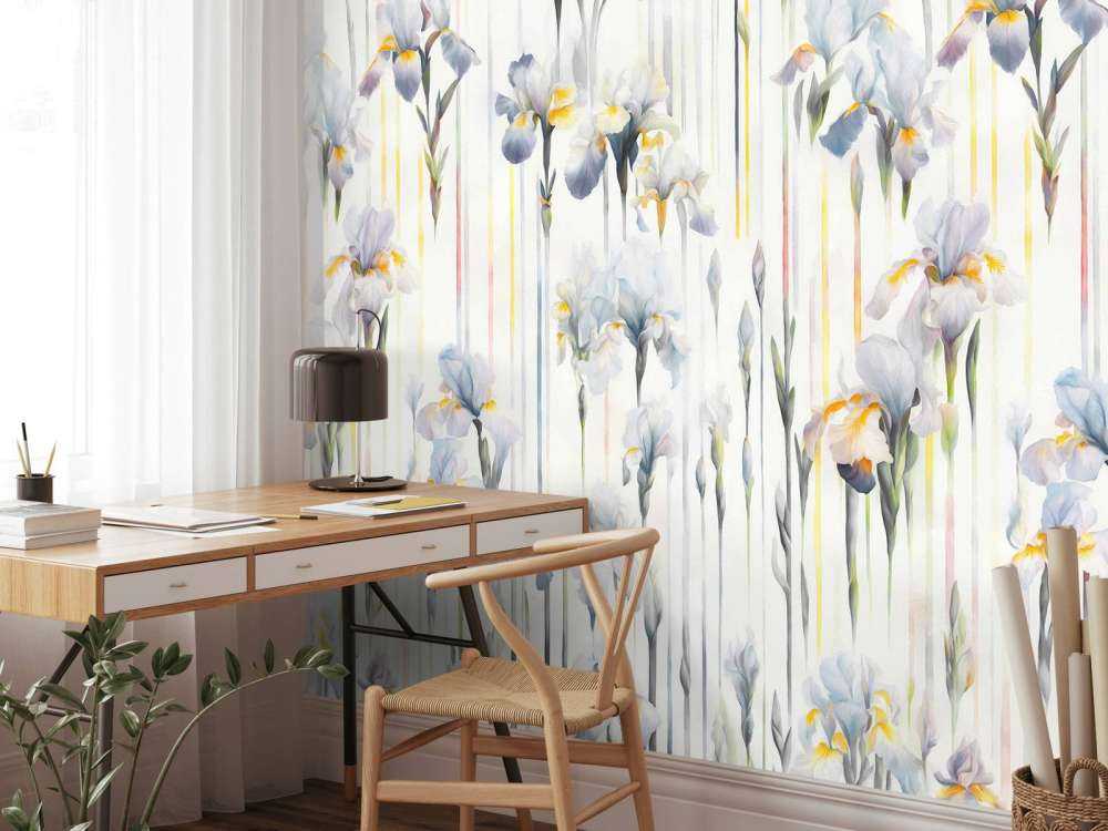 Iris et rayures bleu sans couture