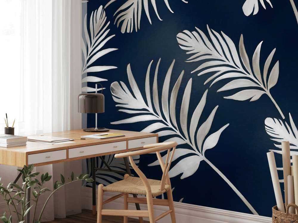 Feuilles dorées sur un vert olive foncé