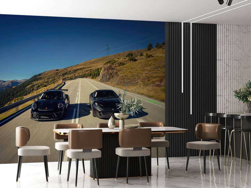 Supercars noires dans les montagnes