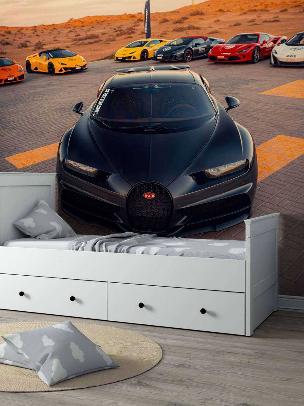 Hypercars au coucher du soleil