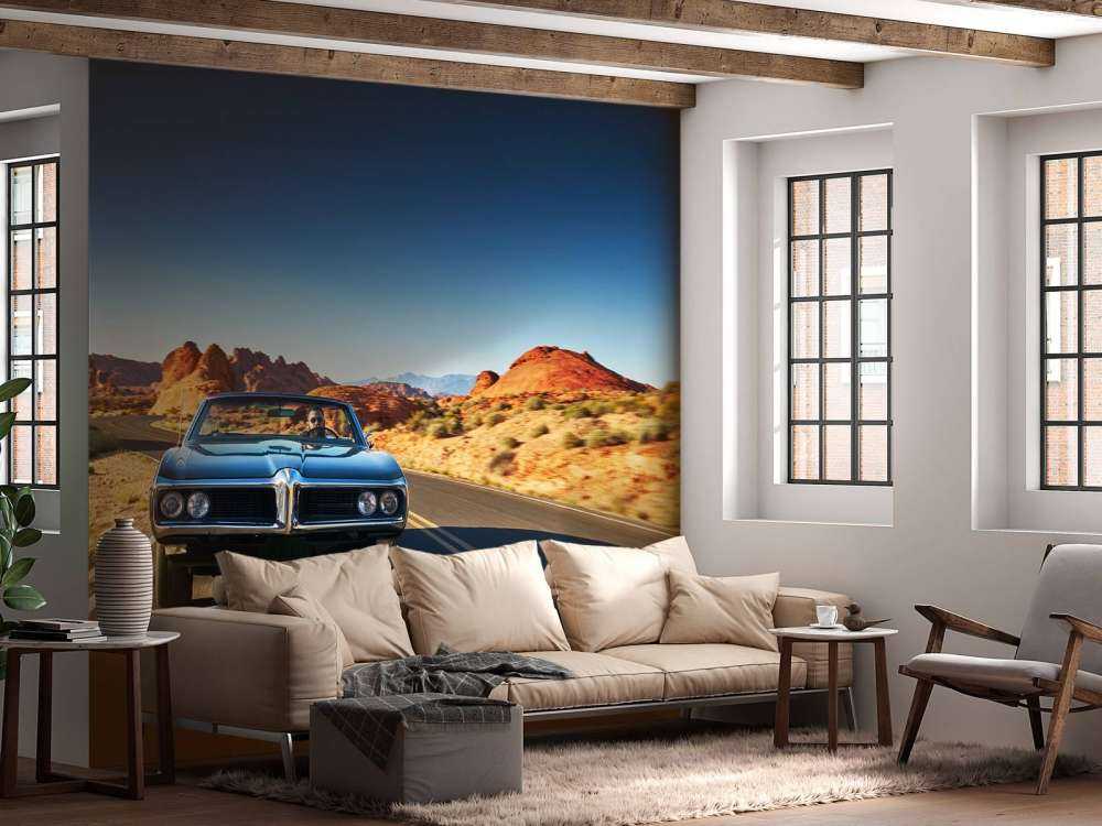 Voiture muscle dans un paysage américain