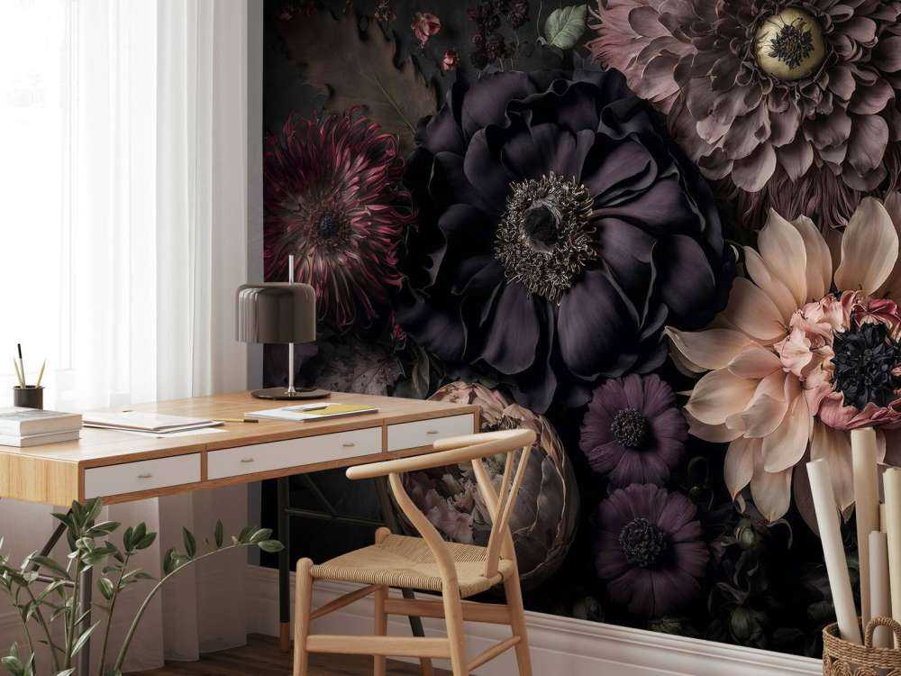 Fleurs sombres et mélancoliques, luxe bohème