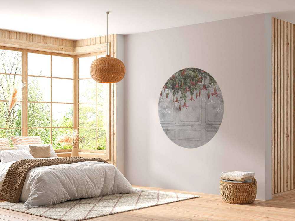 Mur gris classique avec fleurs