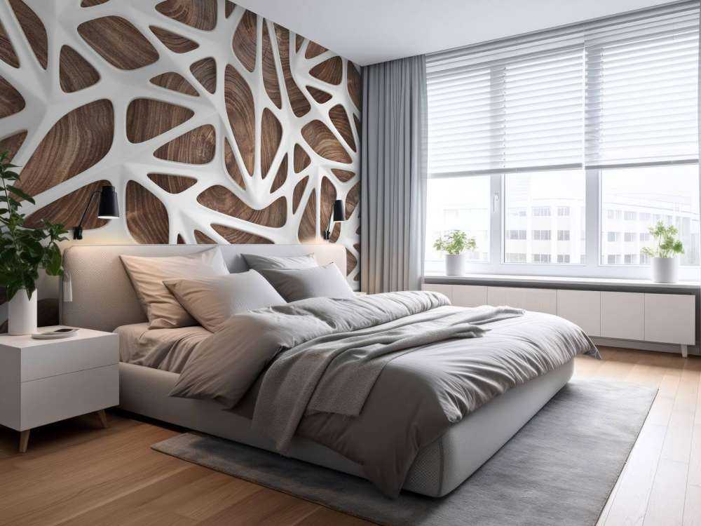 Motif blanc sur bois