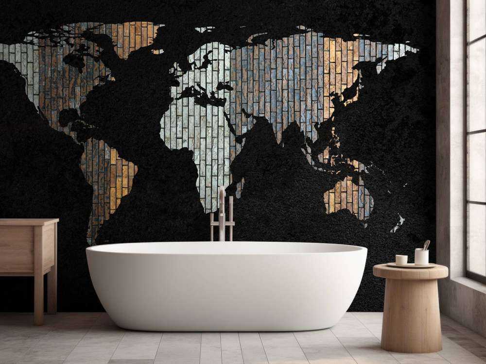 Carte du monde avec briques verticales