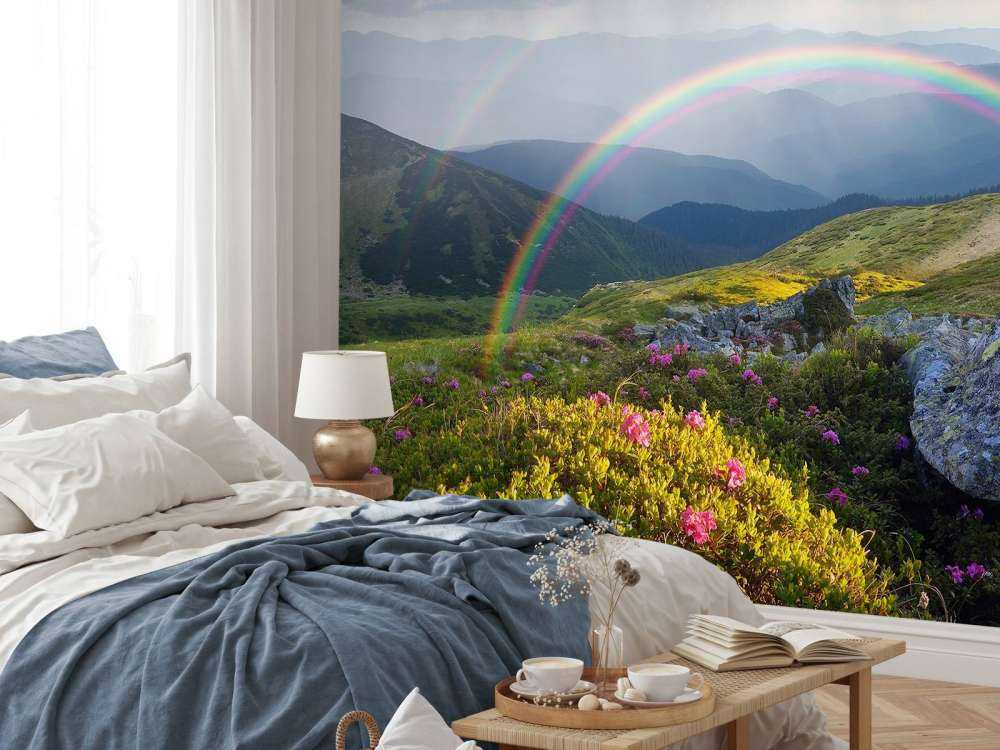 Paysage avec des fleurs