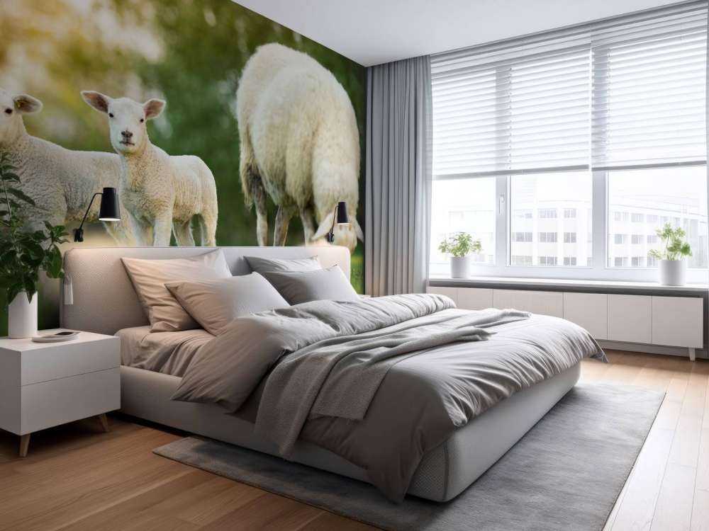 Mouton mère avec agneaux