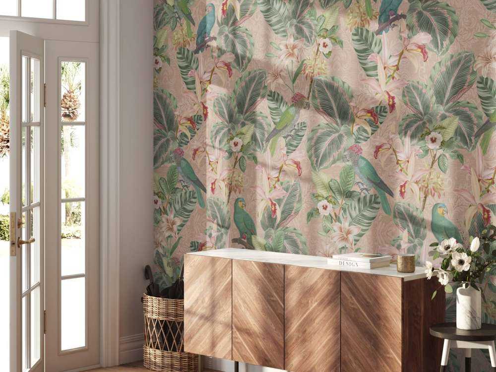 Oiseaux et perroquets de la jungle tropicale - terracotta