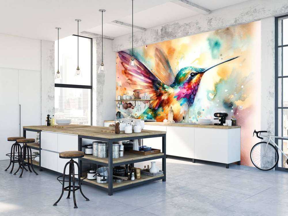 Colibri iridescent en plein vol