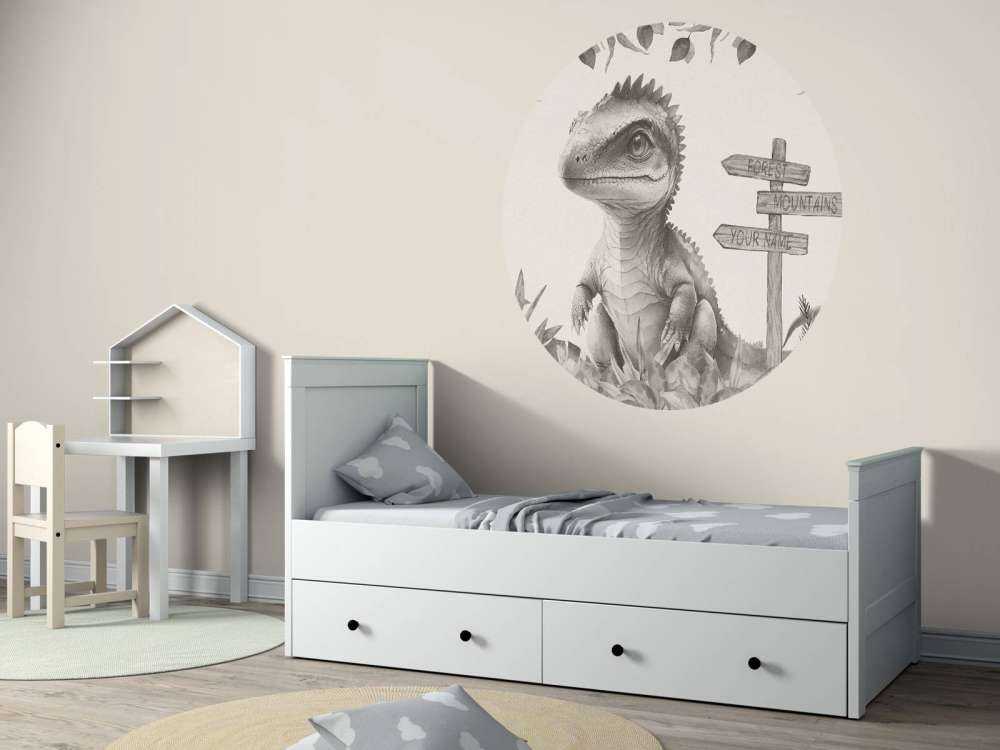 Bébé spinosaure dans la jungle beige