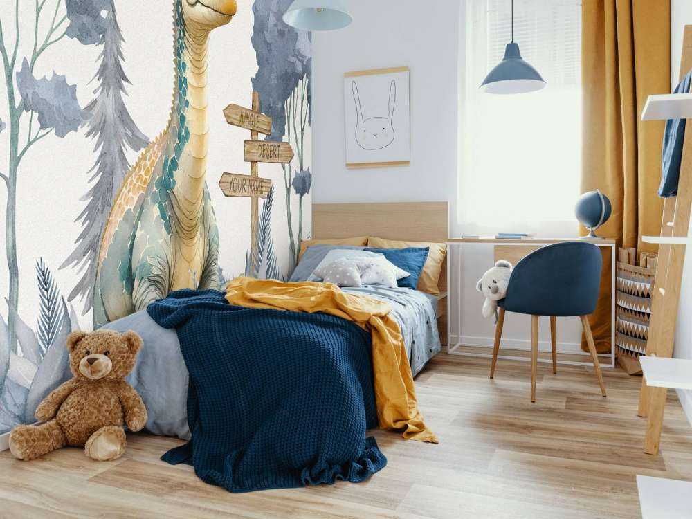 Bébé brachiosaure dans la jungle bleue