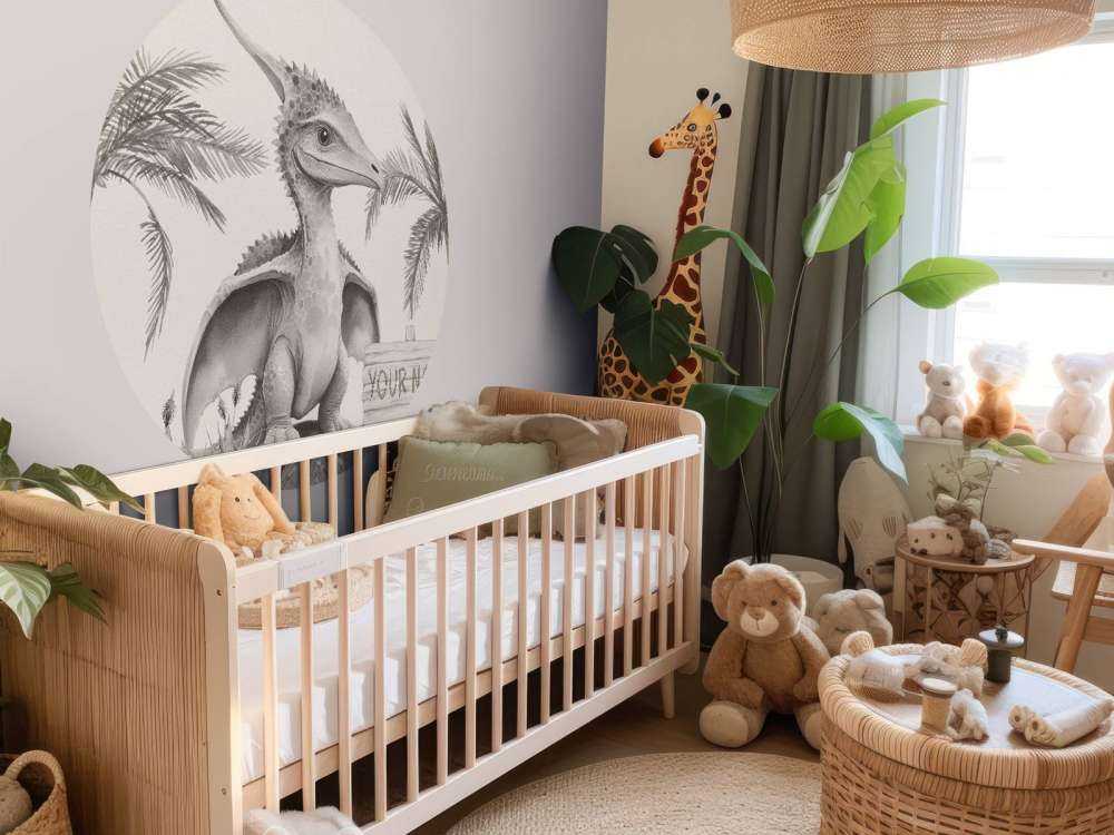 Bébé ptéranodon dans la jungle beige