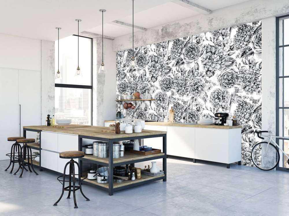 Jardin de Fleurs Noir et Blanc