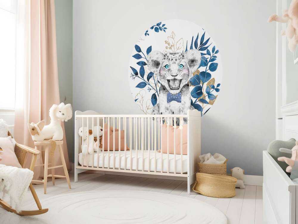 Bébé lionne jungle bleu
