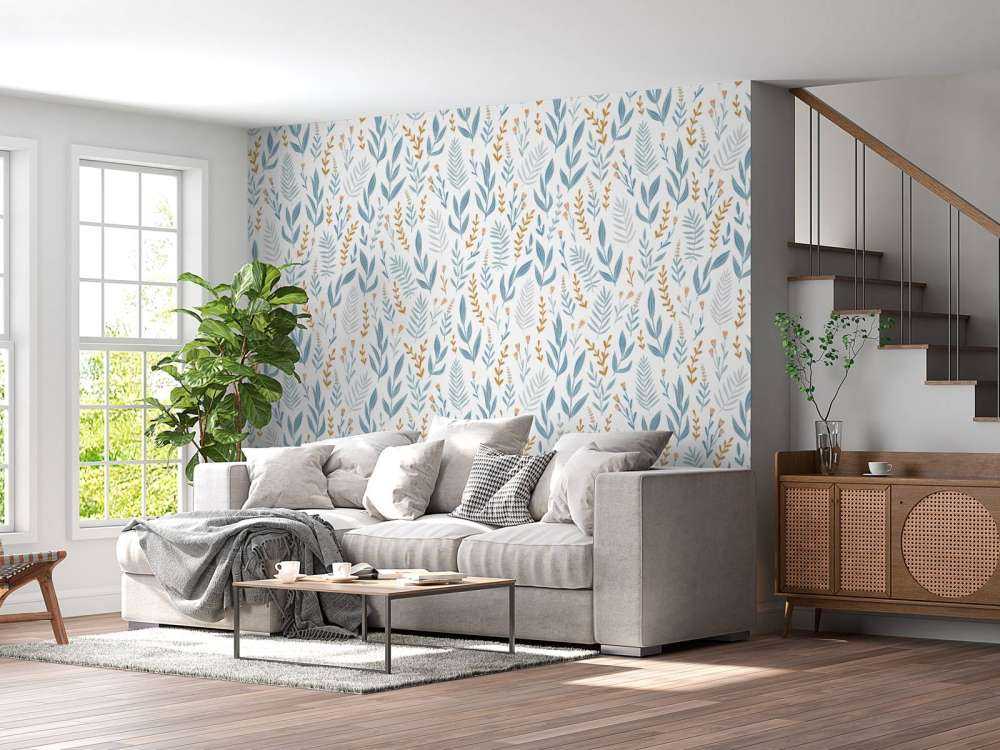 Motif avec feuilles bleues