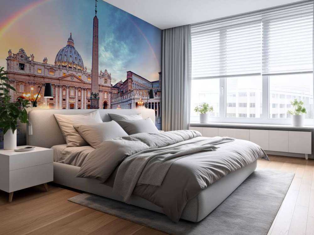 Place Saint-Pierre avec arc-en-ciel