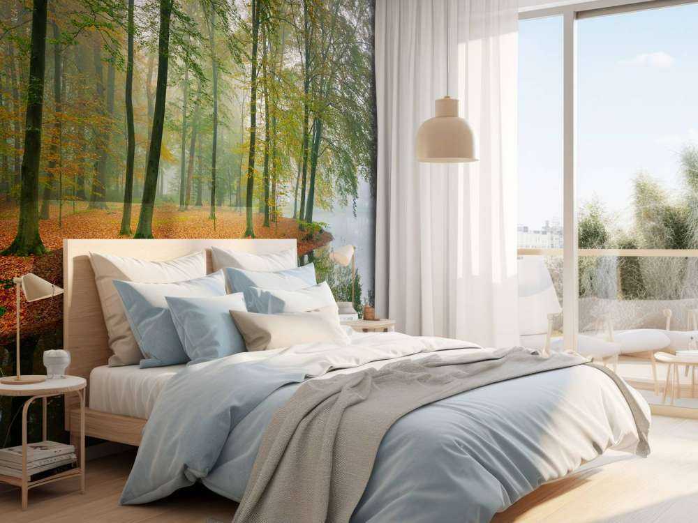 Réflexion d'arbres dans un étang