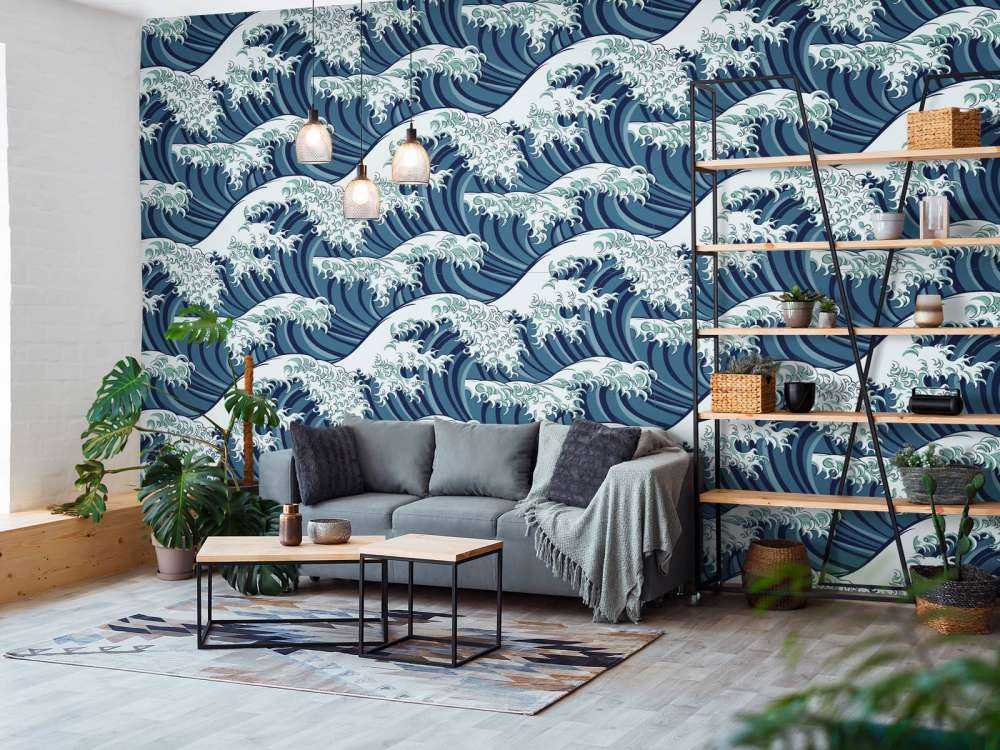 Vagues bleues et sauvages