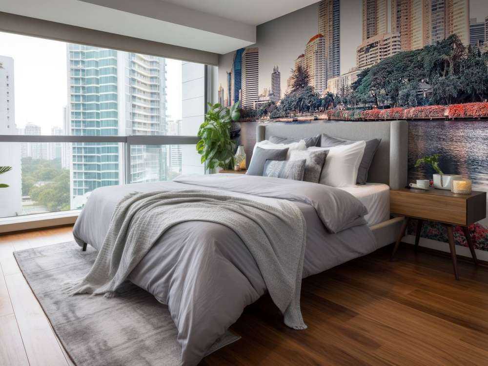 Fleurs au bord de l'eau de la ville