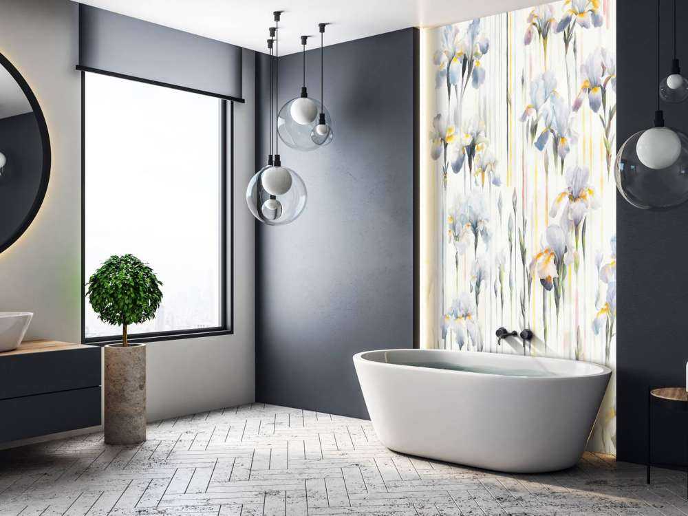 Iris et rayures bleu sans couture