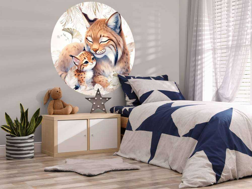 Lynx aimant avec un jeune