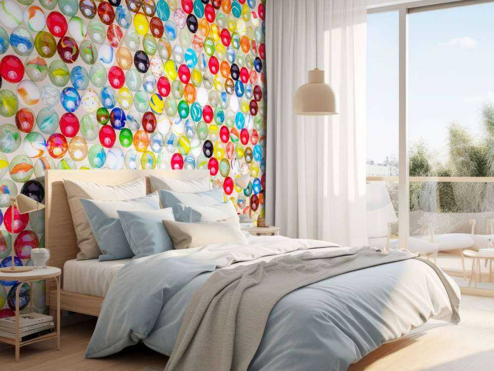 Motifs colorés de billes en verre