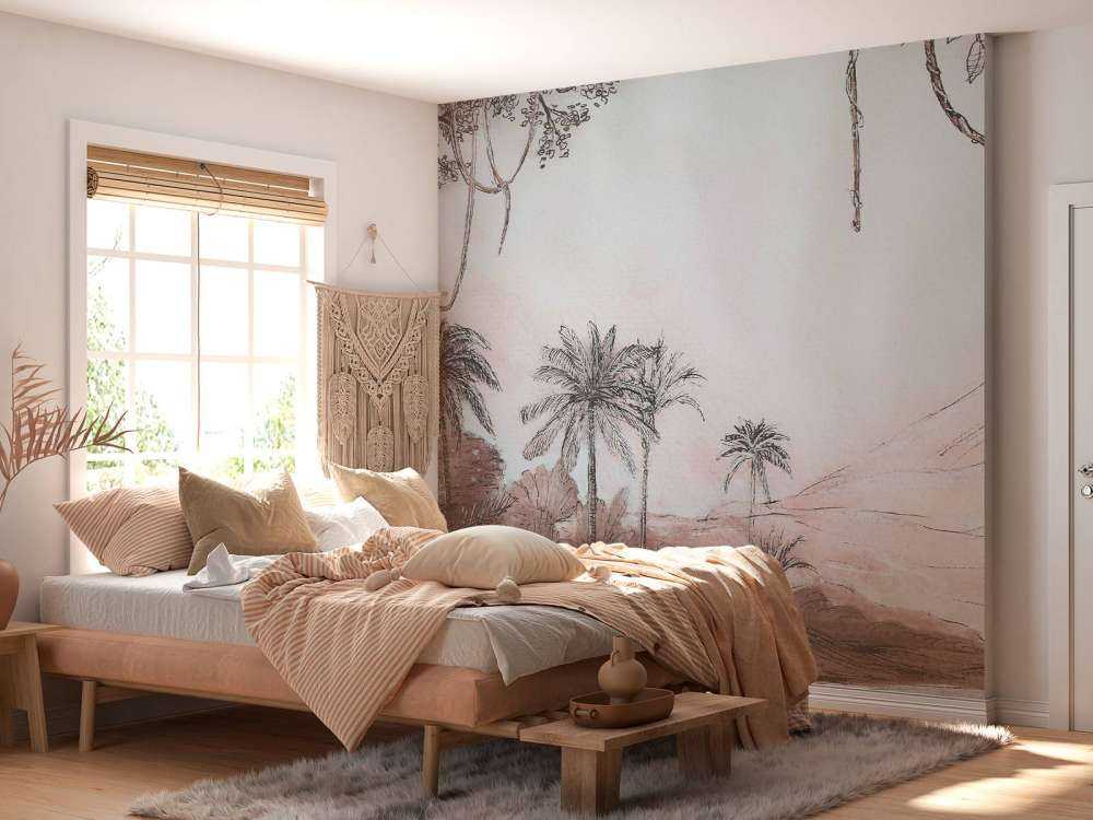 Vallée des palmiers dans la lumière rose