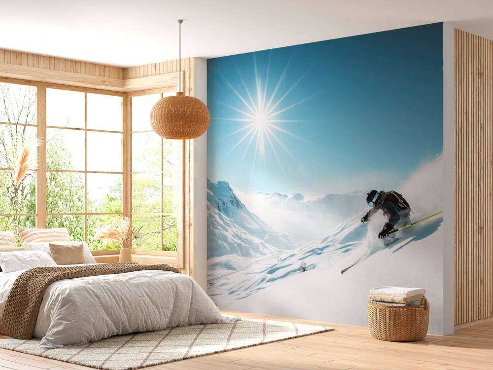 Poudreuse sous le soleil d'hiver glacial.