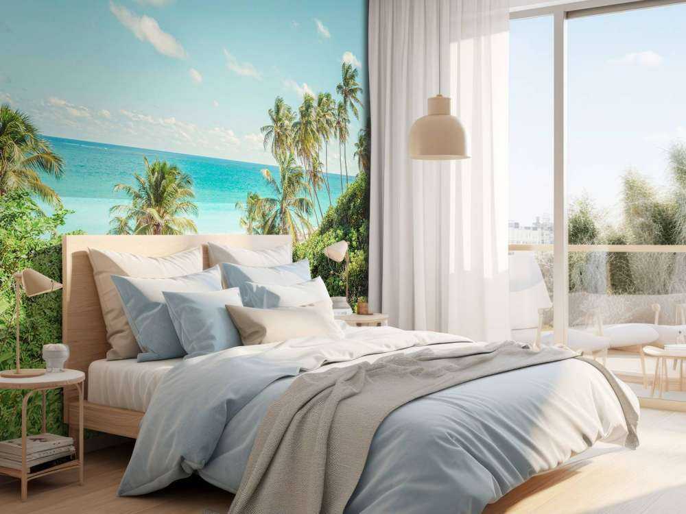 Palmiers sur la plage à la Barbade.