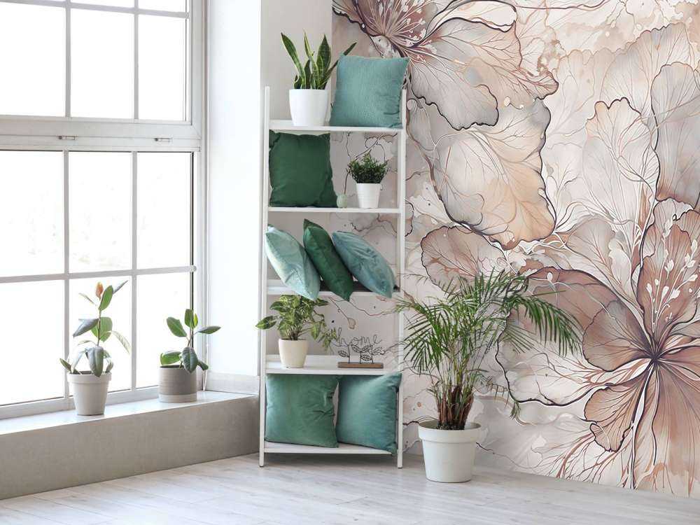 Fleurs à l'aquarelle dans des tons de terre doux
