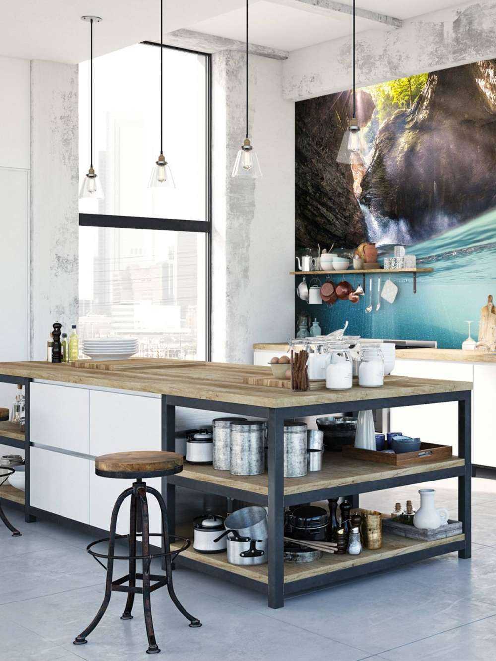 Lumière du soleil dans un ravin de montagne avec une cascade