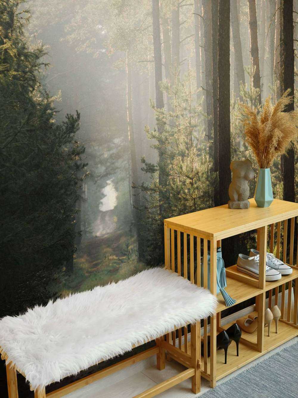 Jeu de lumière dans la forêt de pins