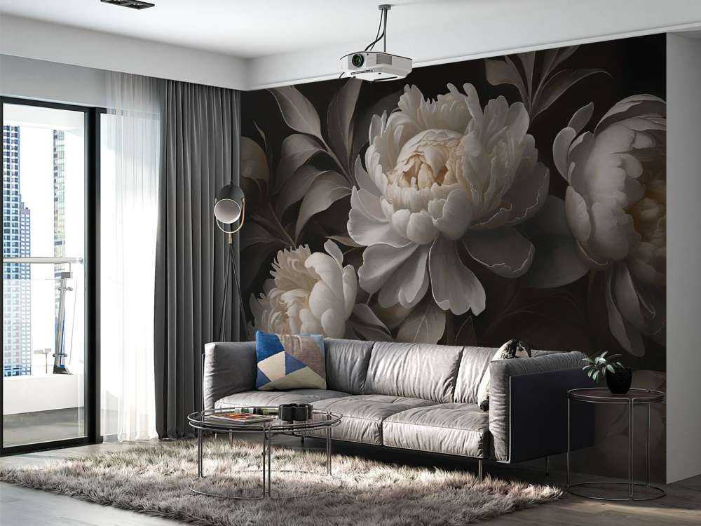 Pivoines sombres au clair de lune