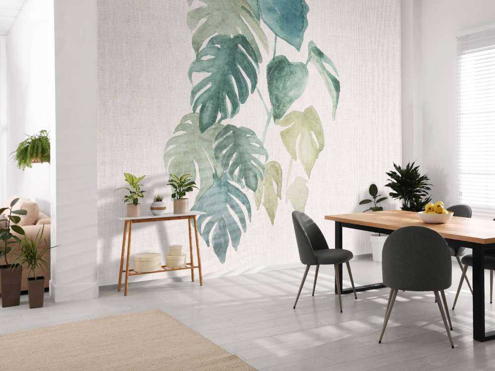 Feuilles d'aquarelle dans des tons tropicaux