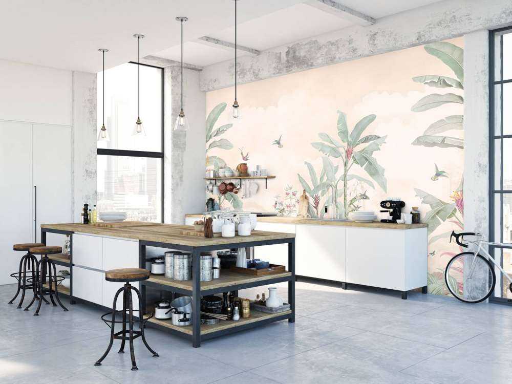 Colibris sous un ciel de nuages doux