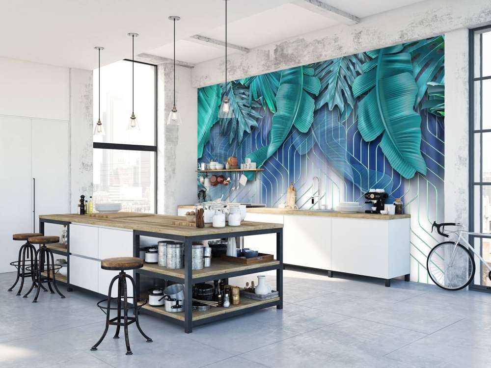 Feuilles vertes et lignes vertes graphiques