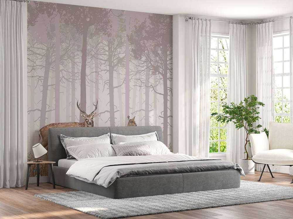 Famille de cerfs, rose