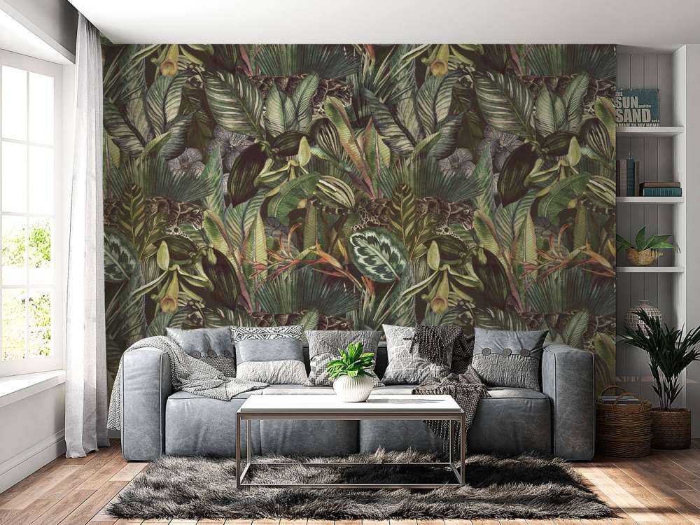 Léopard entre les feuilles