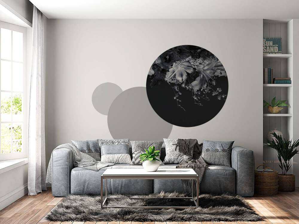 Tête de lit Floral noir et blanc