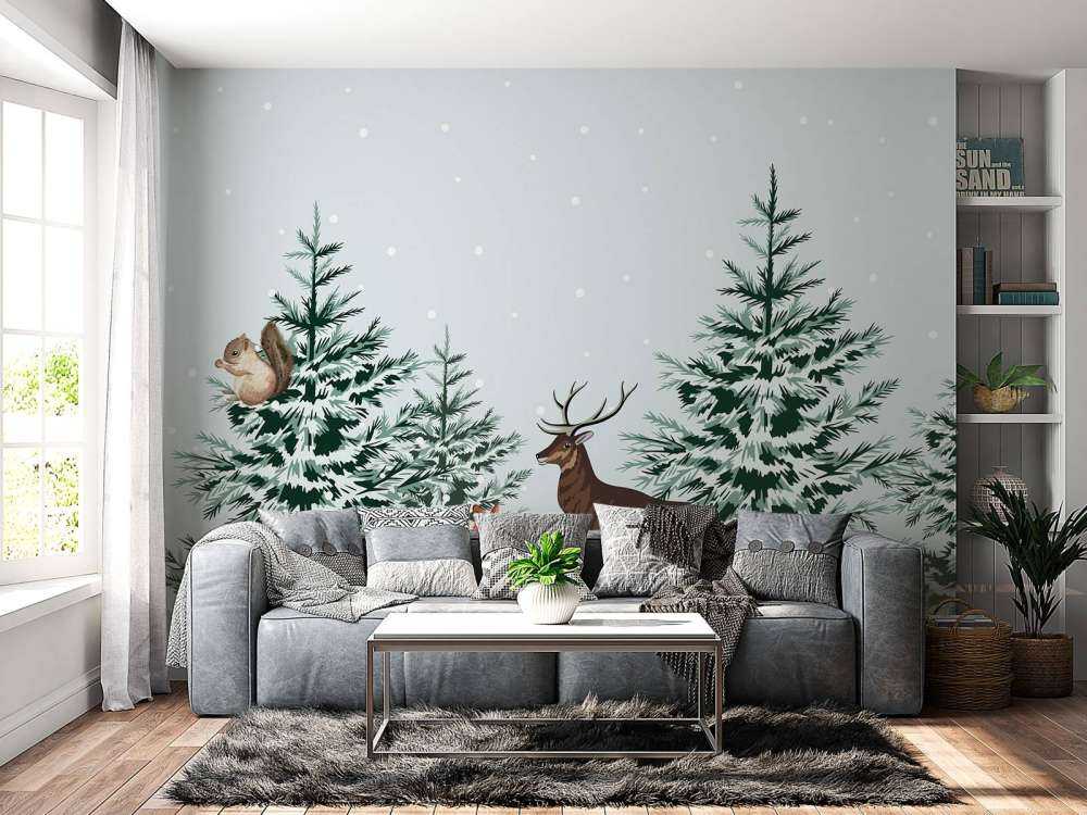 Joie des résidents de la forêt d'hiver