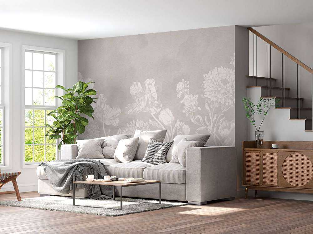 Paysage floral baroque - grège