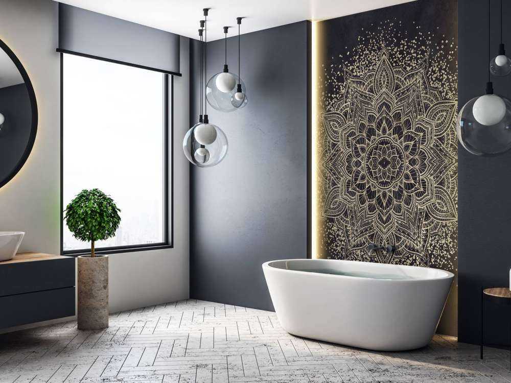 Mandala doré scintillant - marine foncé