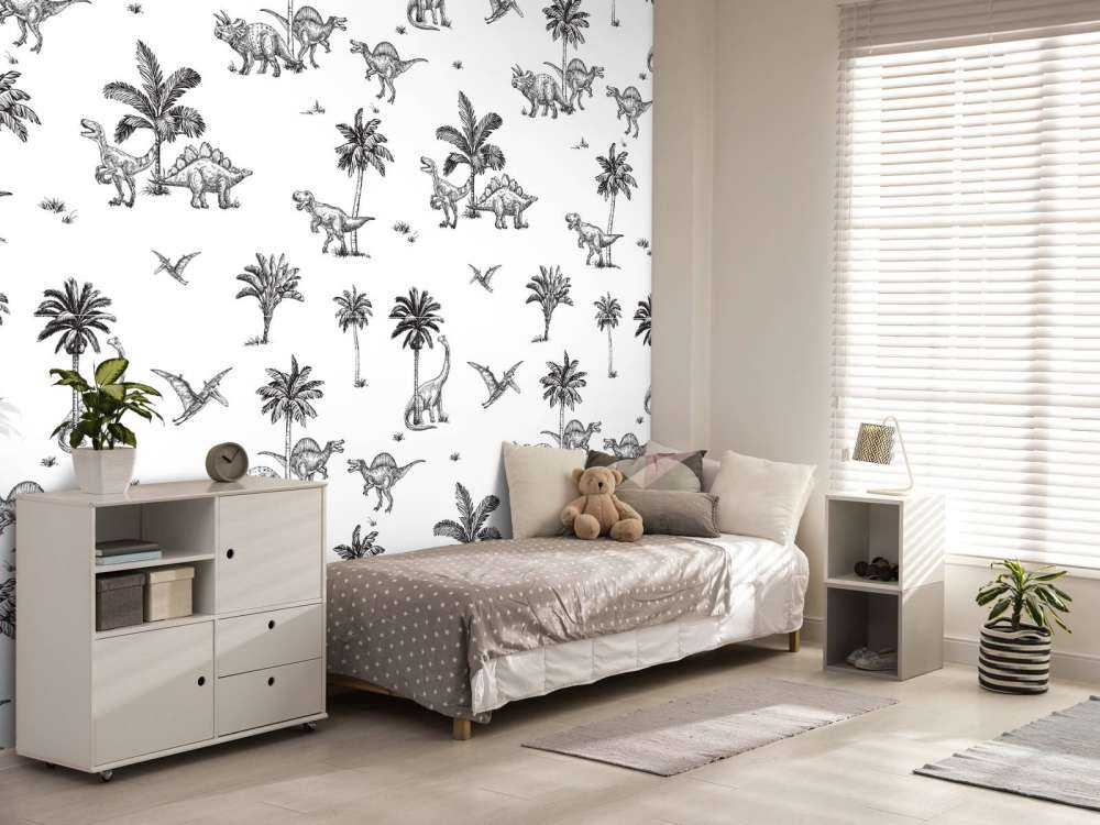 Motif de dinosaures en noir et blanc