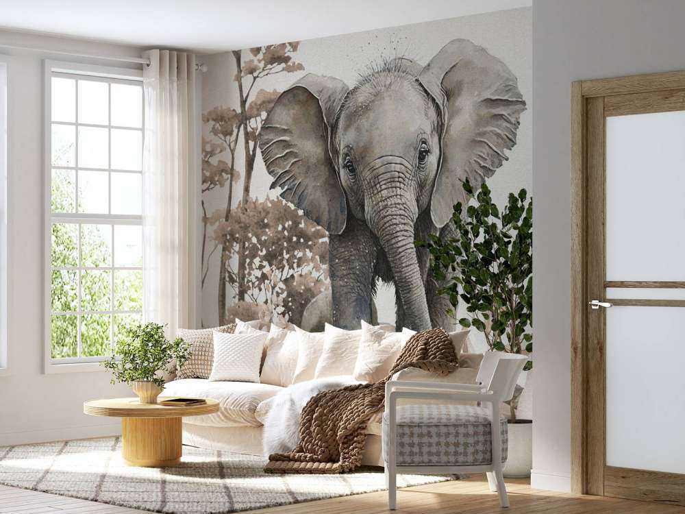 Bébé éléphant de la jungle taupe