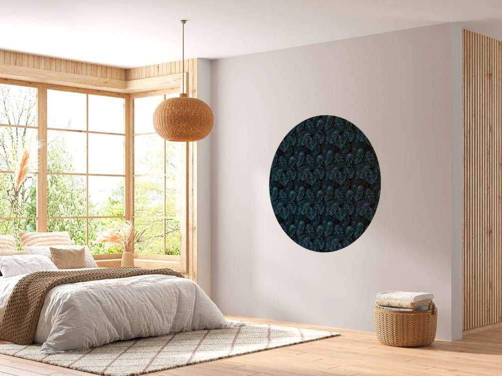 Feuilles de monstera tropicales bleu canard