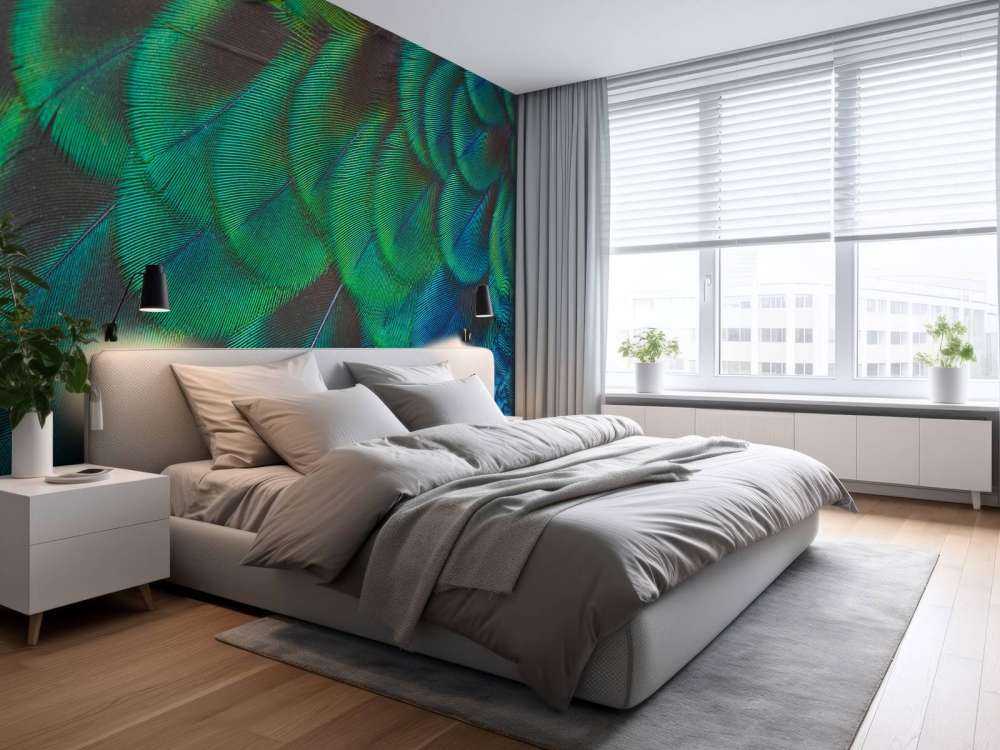 Gros plan sur des plumes de paon